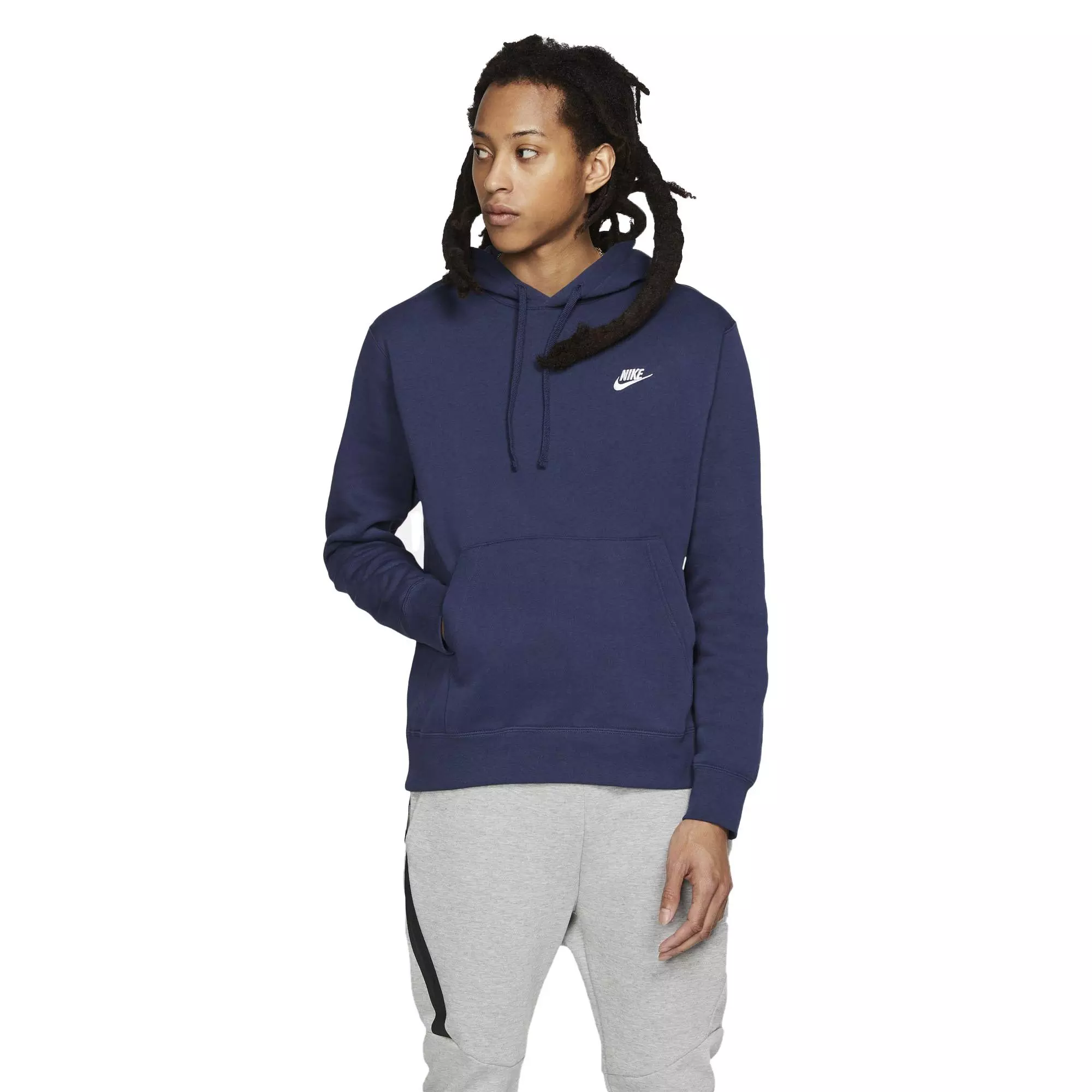 Nike NSW Club Fleece top Navy DZ3069-498 Street Style Men's Large Pullover Hoodie